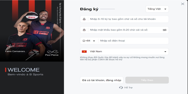 Đăng ký bsport bằng điện thoại